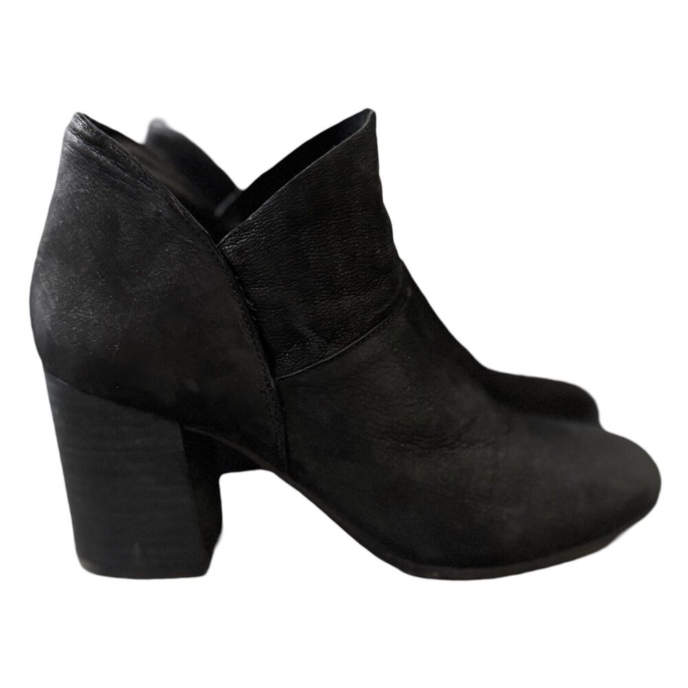 Eileen Fisher Boots Womens 5 Black Suede Leather Nubuck Ankle Neutral Minimalist